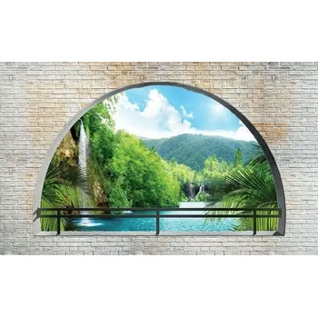 Fototapeta Fototapeta 3D Výhled z okna vodopád 368x254 cm