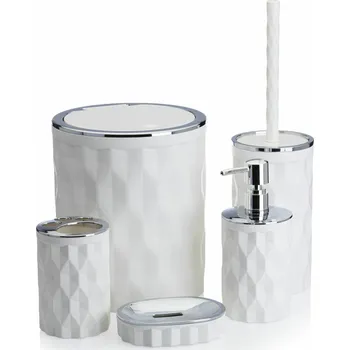 Sada koupelnových doplňků Reina bílá/prvky s chromovou povrchovou úpravou