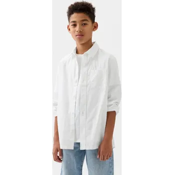 Chlapecká košile GAP dětská lněná košile s dlouhým rukávem béžová, velikost XS