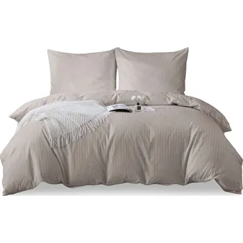 Povlečení Taupe Povlečení Damašek Bavlněné 160 x 200 cm + 2 povlaky na polštáře 70 x 80 cm