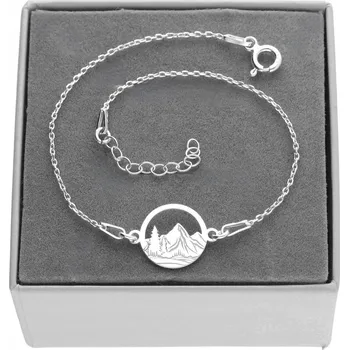 Náramek Stříbrný náramek hory s gravírování hor, stříbro 925, pro milovníky hor