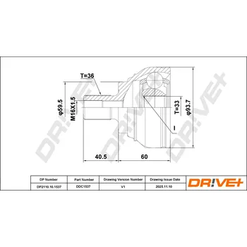 Hřídel nápravy Sada kloubu hnacího hřídele DRIVE+ DP2110.10.1537