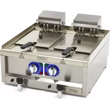 Kuchyňský gril Maxima Fritéza - 2 x 10 l - 2 koše - s vypouštěcím kohoutem - 400 V | 09391650