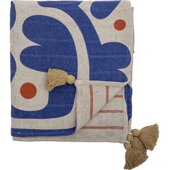 Přehoz na lůžko Bloomingville, Přehoz Eviaya 160 x 130 cm béžovo-modrý - Formadore