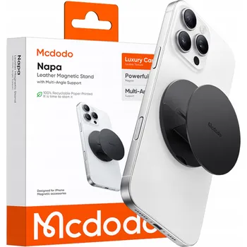 MCDODO MAGNETICKÝ STOJÁNEK / DRŽÁK NA TELEFON S PRSTENEM NA PRST, SKLÁDACÍ, ČERNÝ