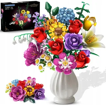 ostatní stavebnice STAVEBNICE KVĚTINY KYTICE OZDOBNÁ VĚČNÁ JAKO DÁREK 1065 dílů SADA 18+