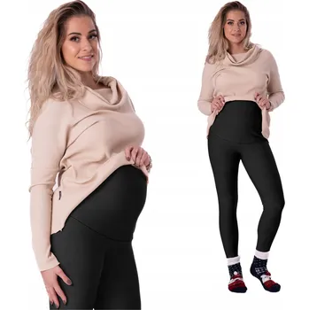 Dámské legíny Těhotenské legíny Przyszła Mama dlouhé bavlna černé velikost 3XL