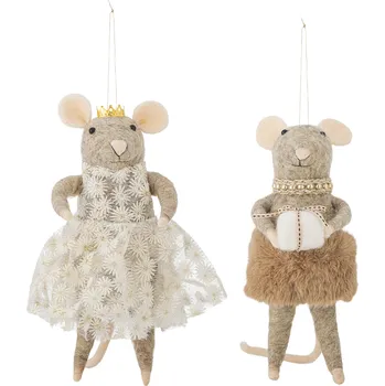 Vánoční dekorace Bloomingville, Vánoční ozdoby Peo XL, myšky, béžové - Formadore