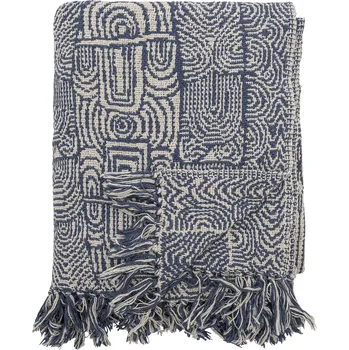 deka Bloomingville, Deka Bresso s třásněmi 130 x 160 cm sytě modrá - Formadore