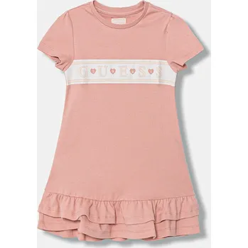 Dámské šaty Dětské bavlněné šaty Guess K6RK13.KA6W4.PPY2 růžová 30X, vel. 113-118