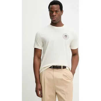 Bavlněné tričko Gant 2003391 béžová 01X, vel. XXXXL