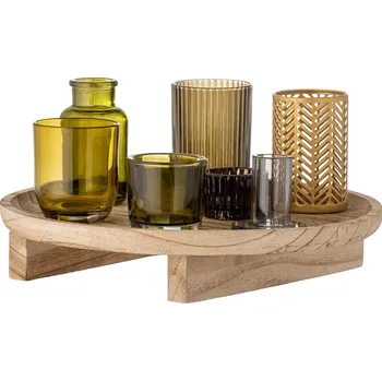 Bytová dekorace Bloomingville, Stojany na čajové svíčky Sanga s podnosem béžové-zelené 6 dílů - Formadore