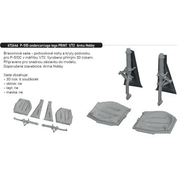 Plastikový model Eduard 1/72 P-51D undercarriage legs PRINT (ARMA HOBBY)