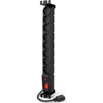 Rozvaděč 19" rozvodný panel ACAR 8x230V s IEC konektorem pro UPS, vypínač, indikátor napětí, přepěťová ochrana, kabel 3m Acar S8 FA IEC