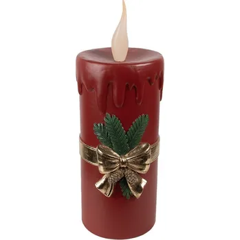 Bytová dekorace Vínová vánoční svíčka se zlatou mašlí Red Candle - 17*18*44 cm