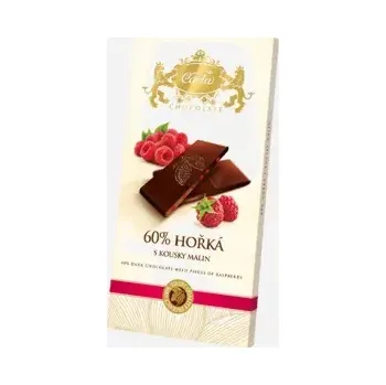 Čokoláda Hořká čokoláda 60% s kousky malin 80 g