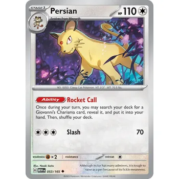 Sběratelská karetní hra Persian MEW 053/165 - reverse holo