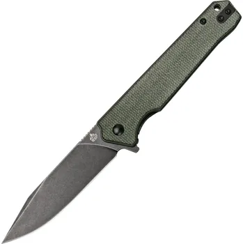 kapesní nůž QSP Nůž Mamba V2, Čepel z D2 s černým stonewash povrchem, Rukojeť z zelené micarty QS111-I2