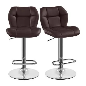 Sada 2 barových židlí 614160 brown 2pcs, výška sedáku 62,5 cm - 84,5 cm, hnědá - B YAHEETECH