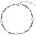 Stříbrný náramek s perlami a ametysty 13113.3