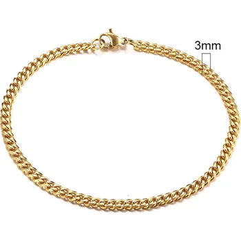 Náramek Daniel Dawson Ocelový náramek Daniel Gold - 3 mm řetízek - chirurgická ocel NR2062/18 Zlatá 18 cm