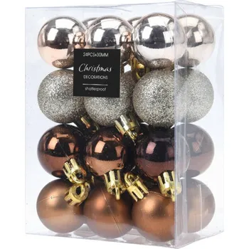 Vánoční ozdoba Home Styling Collection Vánoční koule 3 cm jantarové 24 ks