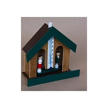 Domácí teploměr Domeček – předpověď počasí, s teploměrem, zelený