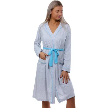 Dámské noční prádlo Šedý i azurový lehký dámský župan 1G0527 modrá l
