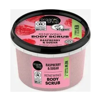 Koupelová kosmetika Organic Shop Obnovující tělový peeling Malina a cukr