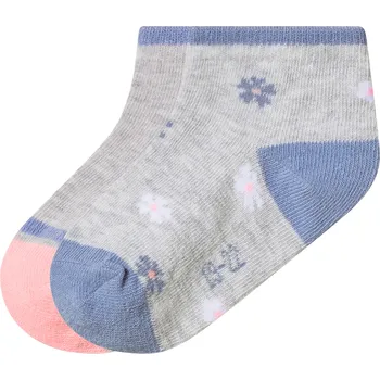 Dívčí oblečení lupilu® Dětské ponožky s BIO bavlnou, 2 páry (květiny/šedá/modrá/růžová, 23/26)
