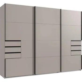 Šatní skříň Taupe šatní skříň Patricia s posuvnými dveřmi 270 x 208 x 64 MDF, polypropylen, sklo