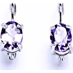 Zlaté náušnice, bílé i žluté zlato, přírodní ametyst světlý 7x5 mm - NK 1246 (Zlaté náušnice s ametystem)