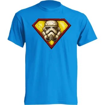 Pánské tričko panske_levne_tricko_potisk_Superman_Stormtrooper Barva: Azure - azurově modrá, velikost: XXL