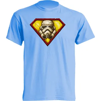 Pánské tričko panske_levne_tricko_potisk_Superman_Stormtrooper Barva: Sky blue - nebesky modrá, velikost: M