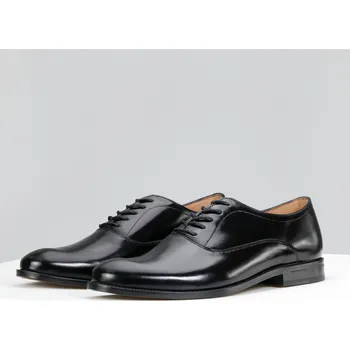 Pánské polobotky Černé Pánské Kožené Boty Z Hladké Kůže Wojas 1005651 45