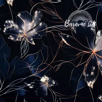 Zimní softshell Pavučinkové květy na černé (E) z 2,4m (Zimní softshell potištěný)