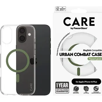 Pouzdro na mobilní telefon PanzerGlass CARE kryt Apple iPhone 16 Plus MagSafe Combat čirý/zelený + záruka proti žloutnutí