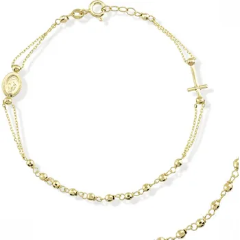 Náramek Lillian Vassago Zlatý náramek s madonkou a křížkem, růženec LLV31-GB002RZ