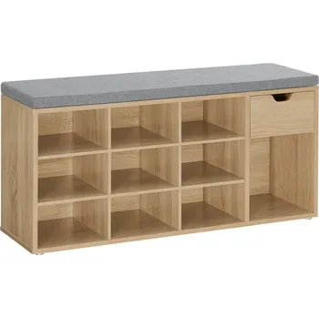 Botník Botník s lavicí s šedým sedákem a zásuvkou WESO SONOMA 104x30x48 cm, 39x36 cm, kuchyňský podsedák na židli