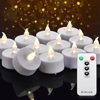Svícen LED čajové svíčky Nancia s dálkovým ovládáním a časovačem, blikající, bezplamenné svíčky, dlouhá
