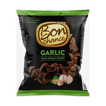 Slaná pochutina Tmavé chlebové chipsy s česnekem 120 g