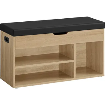 Botník Botník s lavicí a černým sedákem z eko kůže WESO SONOMA 80x30x44 cm, 39x36 cm, kuchyňský podsedák na židli