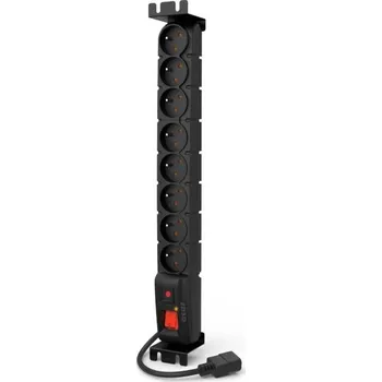 Rozvaděč 19" rozvodný panel ACAR 8x230V s IEC konektorem pro UPS, vypínač, indikátor napětí, přepěťová ochrana, kabel 1,5m Acar S8 FA IEC