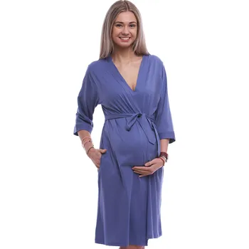 Dámský župan Modrý lehký župan do porodnice na kojení 1G0666 modrá xxxl