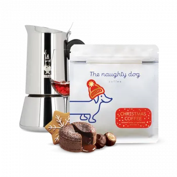 Příprava kávy The naughty dog vánoční edice Moka Venus Set