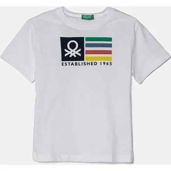 Dětská móda Dětské bavlněné tričko United Colors of Benetton 3I1XG10HT.P.Seasonal bílá 00X, vel. 104