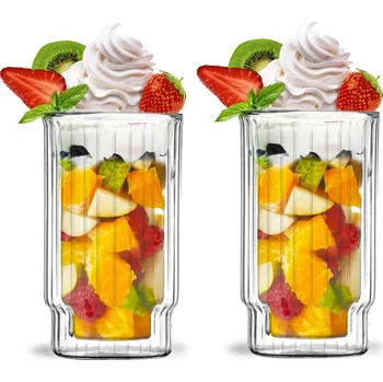 Sklenice VIALLI DESIGN Lungo 300&nbsp;ml 2&nbsp;ks – skleněné termopoháry na zmrzlinu a dezerty s dvojitou stěnou