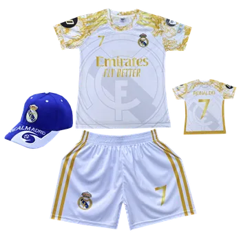 Fotbal Numberoplus Premium dětský fotbalový dres + fotbalová kšiltovka - Real Madrid 23/24 bílá - Cristiano Ronaldo CR7 (AWAY) Velikost: 11 roků (vel.140)
