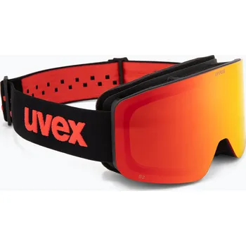 Lyžování Dětské lyžařské brýle UVEX Pwdr FM black matt/mirror red orange clear