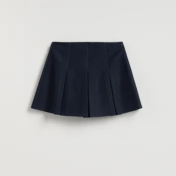 Reserved - Kraťasová sukně s příměsí viskózy - tmavomodrá - 475HV-59X - 475HV-59X-XL